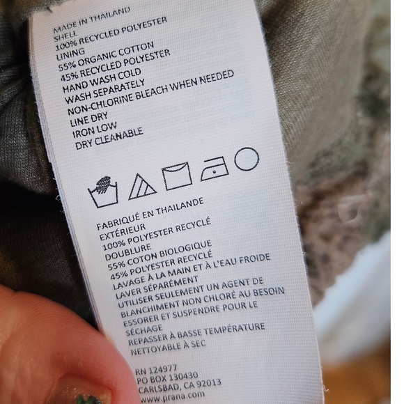 Prana Polar Escape Camo Fleece Pullover Hoodie Quarter Zip Olive Green Womens - Picture 4 of 5